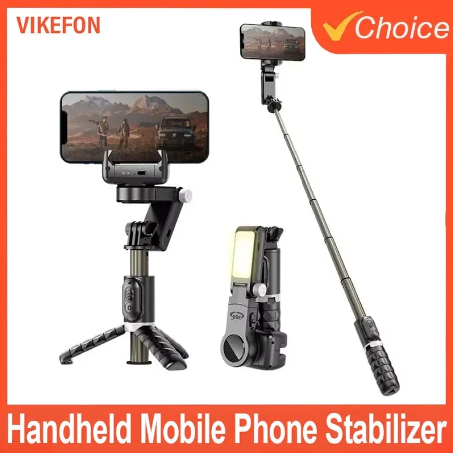 VIKEFON 360 ° Stabilizzatore cardanico portatile con rotazione Selfie Stick Following Shooting Phone Treppiede Gimbal per smartphone Live Stream