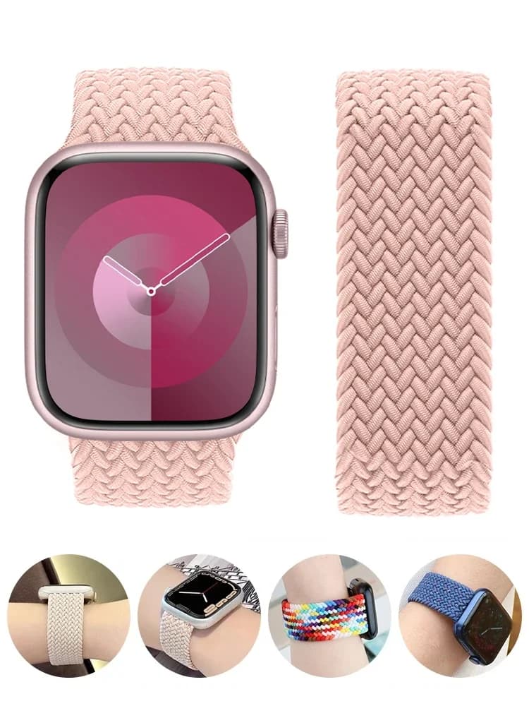 Universal Braided Solo Loop Strap for Apple Watch 40/41/42/44/45/46mm Fit iWatch Ultra 2/11/10/9/SE/8/7 Correa
