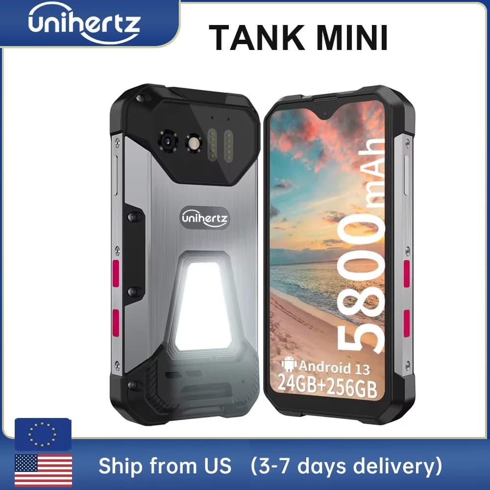 Unihertz 8849 Tank Mini Smartphone robusto Display da 4,3 pollici Android 13 5800mAh 24GB 256GB Helio G99 Octa Core 100MP Telecamere IP68