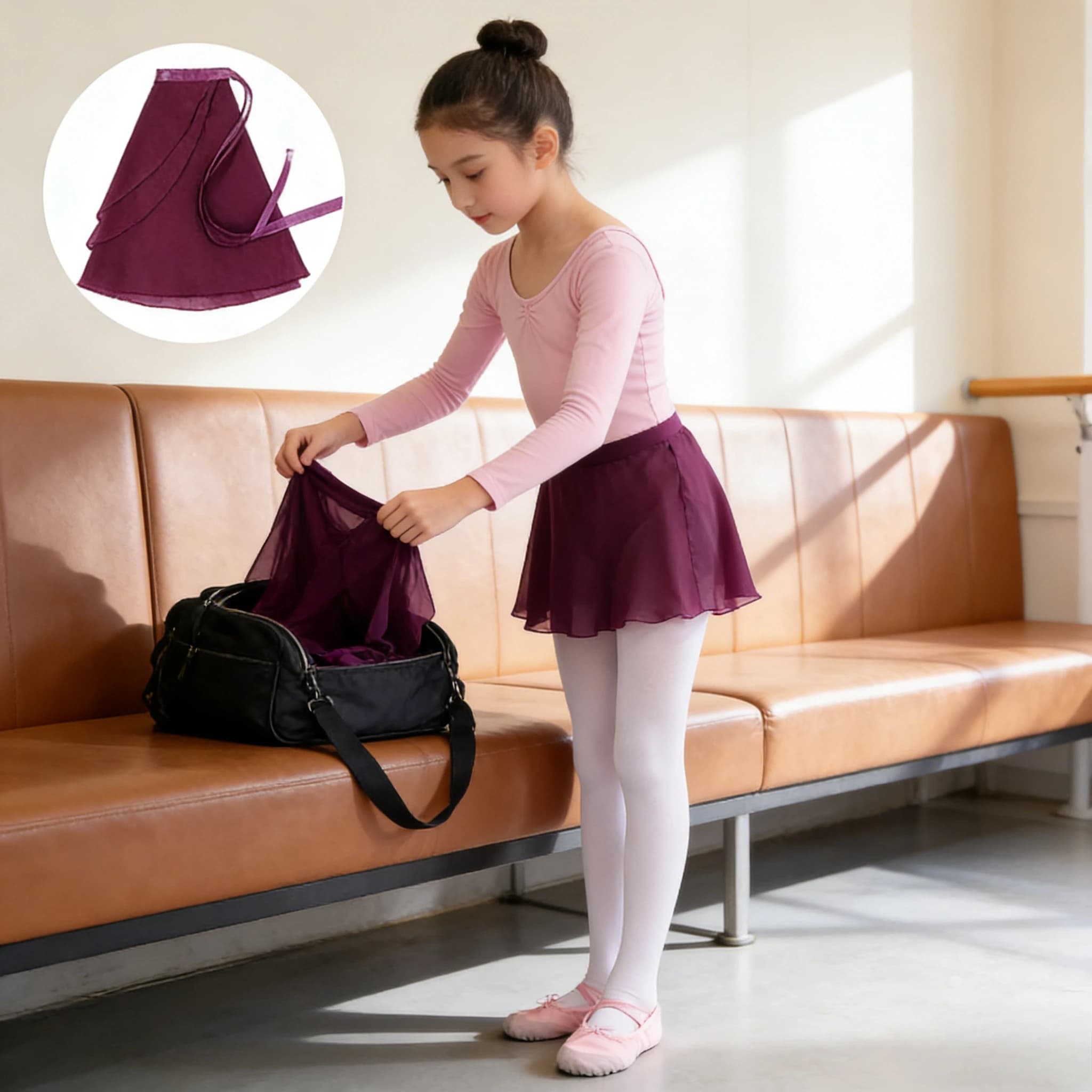 Dance skirt in tulle for girls, autumn winter, for classical and Chinese dance practice, half-length skirt with elastic waist, children's dancewear
