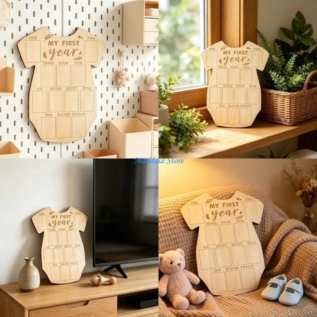 U2JC Unique Infant Monthly Progress Picture Frame First Year Photo Board Party Decors