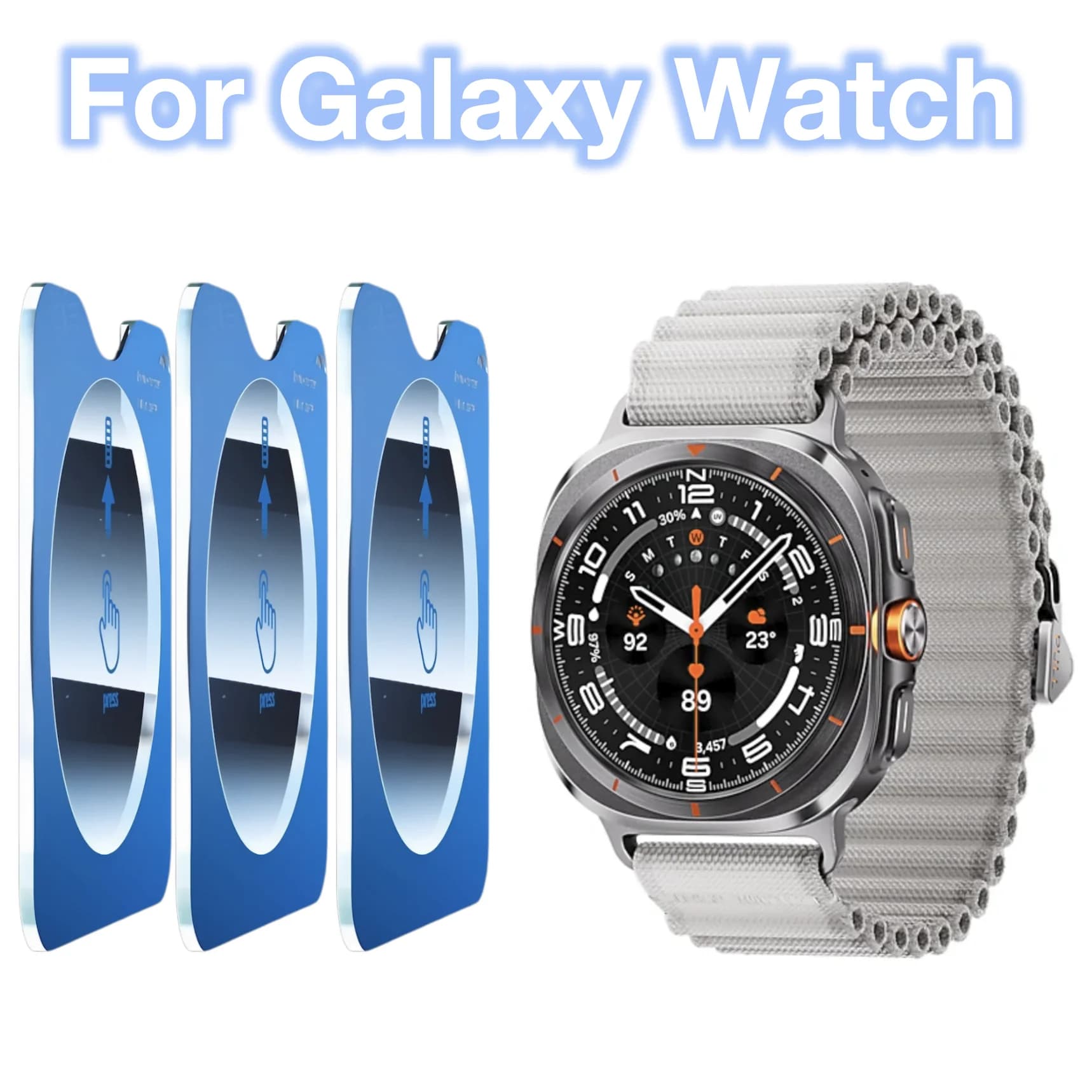 3 Pezzi di Protezione Schermo in Vetro Temperato per Galaxy Watch 8 7 2025 Ultra 4 5 6 7 40mm 44mm 43mm 47mm Classic, Facile da Applicare con Allineamento Preciso