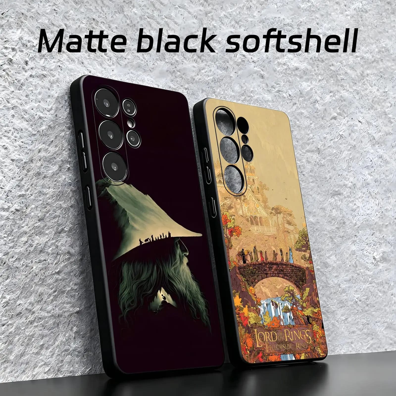 Cover per telefono per Samsung S26 S25 S24 S23 S22 S21 S20 Ultra Note20, con motivi classici del film Il Signore degli Anelli, morbida, nera, antiurto