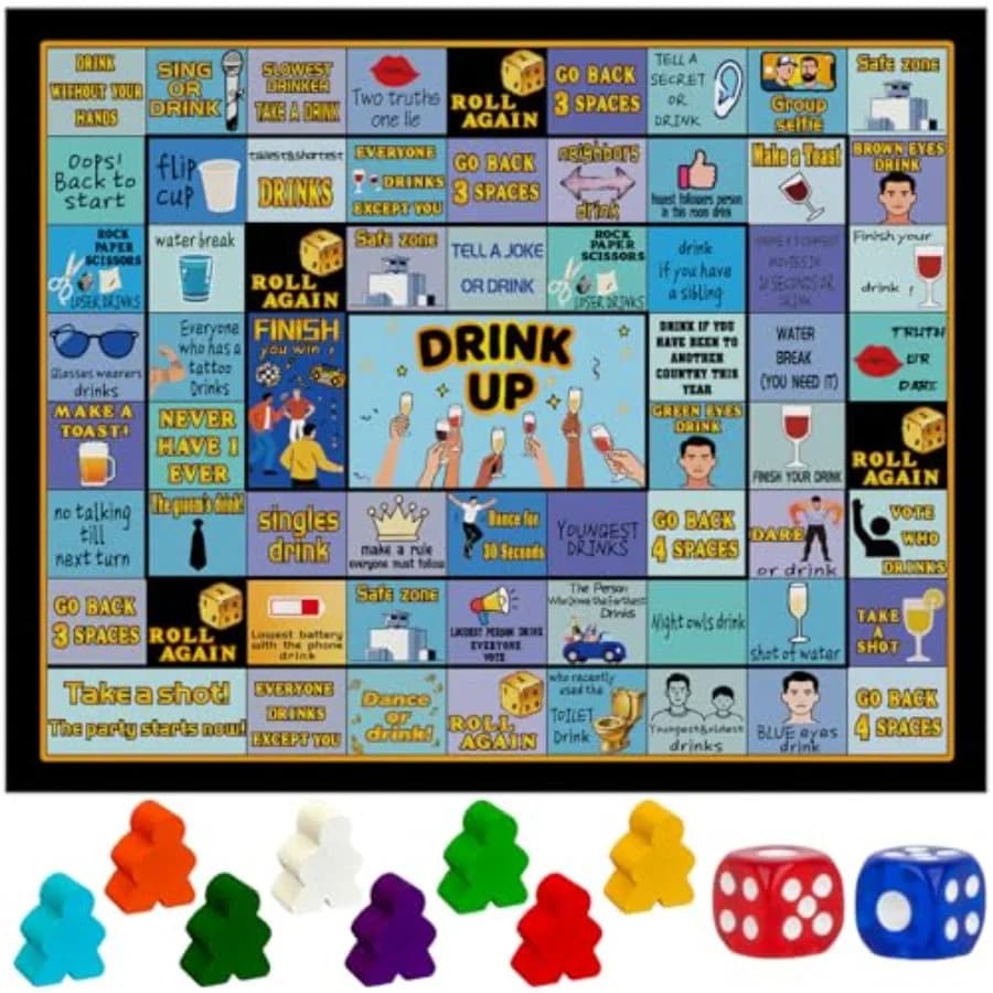 Drinking Board Game for Adul, Drunk Dice Game y Bachelor Party Interactive Drinking Game for A 21+ Drinking Game