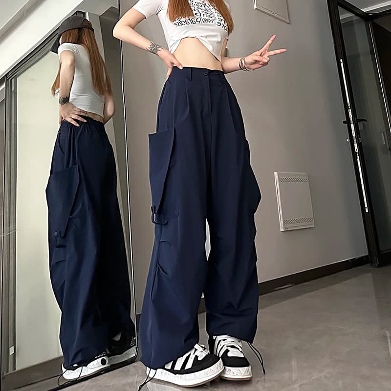 Trendy Blue Jeans Casual Pants Men's Hip Hop Dstring Cargo Sports Trousers Breathable Comfortable Autumn Faion Streetwear