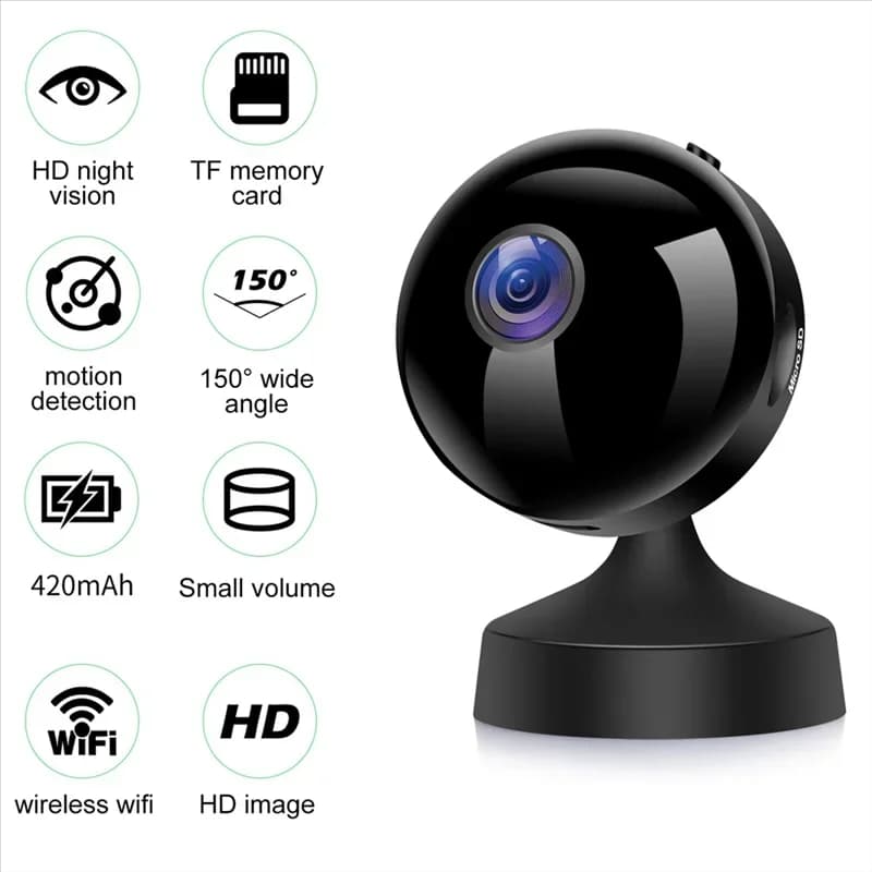 Telecamere di sorveglianza domestica Mini Webcam WiFi wireless Visione notturna IR Rilevazione movimento Telecamera di sicurezza Scheda video Baby monitor