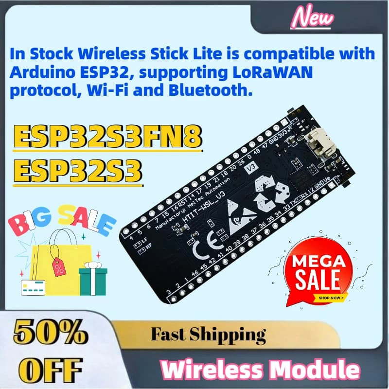 In Stock Wireless Stick Lite Is Compatible with Arduino ESP32, Supporting LoRaWAN Protocol, Wi-Fi and Bluetooth