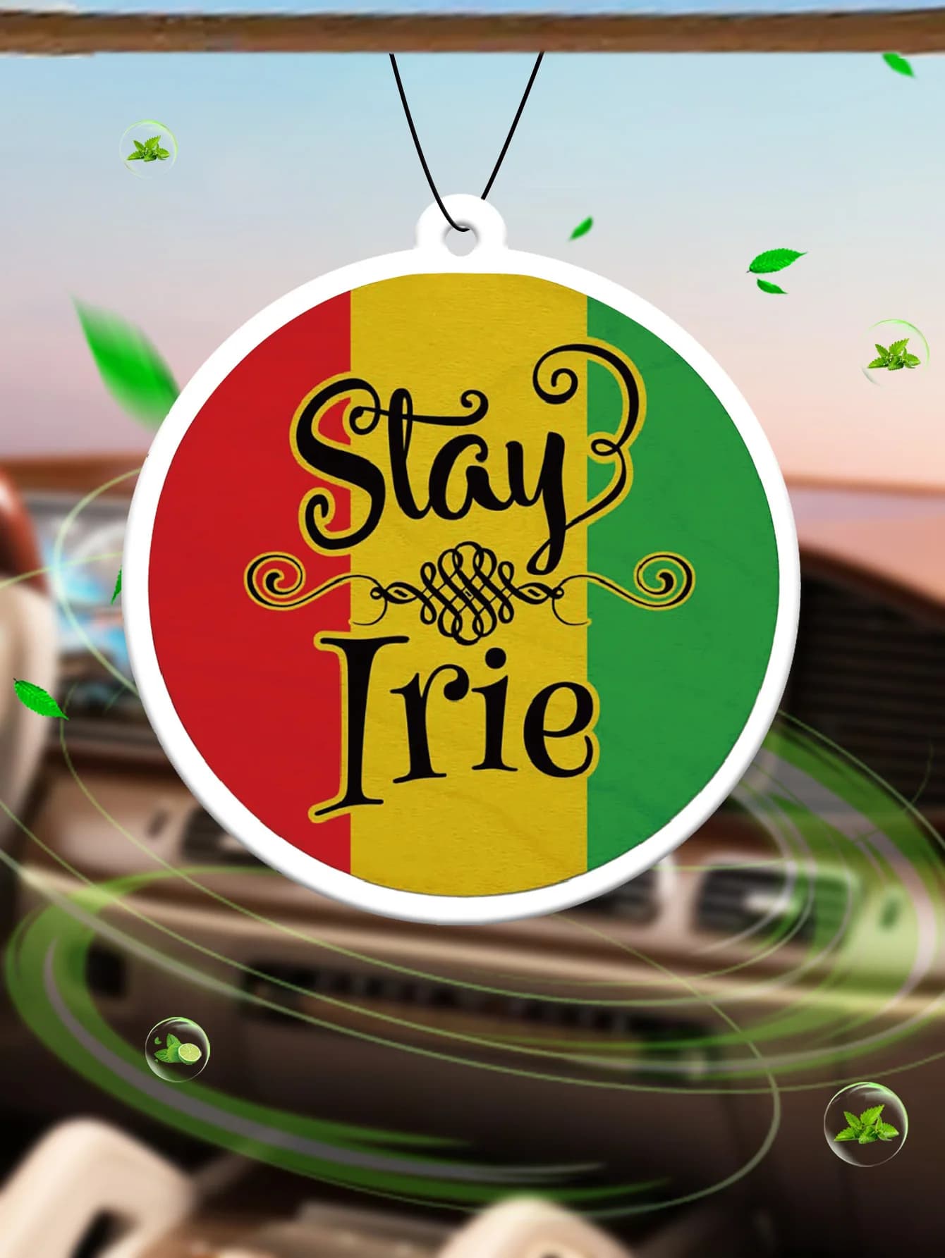 Perfume for Auto Unisex Stay Irie Rastafarian Flag Special Edition (4711 Special Edition, Classic for Men and Women) and Deodorant for Non-Toxic Environments | Natural Essential Oils and Perfume Pads for Aromatherapy (Noroili/Grapefruit/Cedro) | Model to hang and double use with ventilation clips | Long-term fragrance for 60-90 Days.