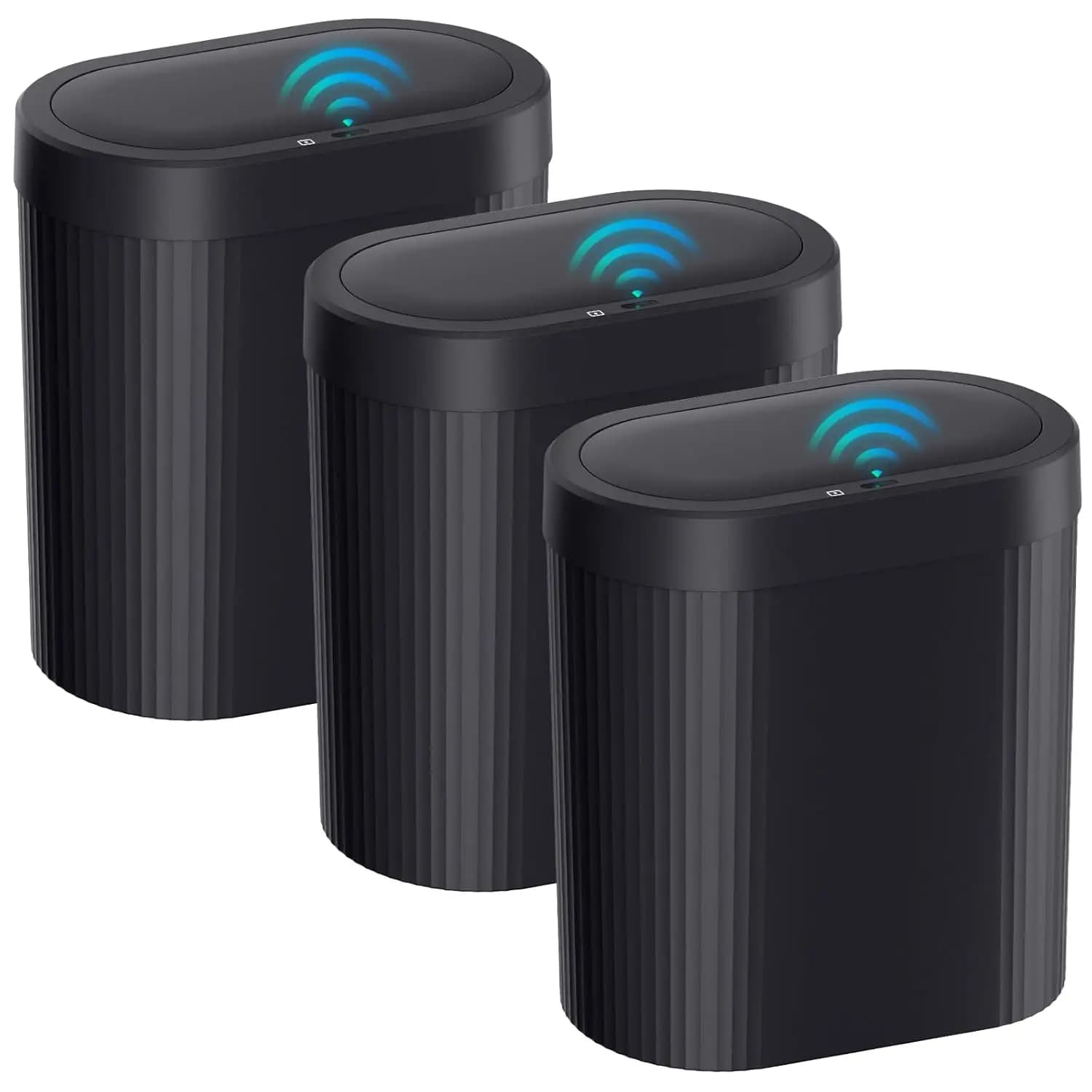 Set di 3 Pattumiere Automatiche con Sensore di Movimento e Coperchio, Contenitore per Rifiuti Sottile e Impermeabile Senza Contatto per Cucina, Camera da Letto, Ufficio, Bagno