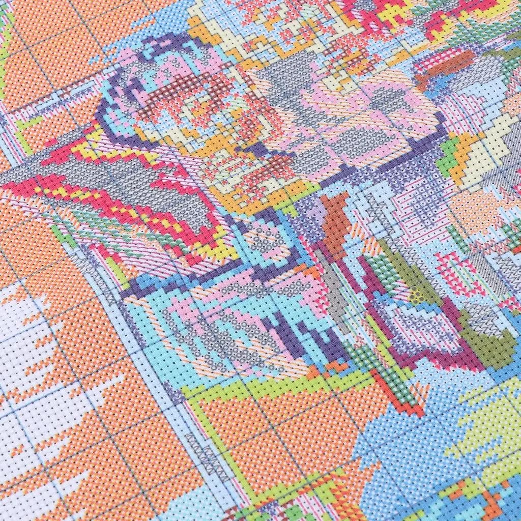 14CT Stamped Cross Stitch Kit Old Married Couple Printed Embroidery Pattern DIY Needlework Set for Wedding Christmas Crafts