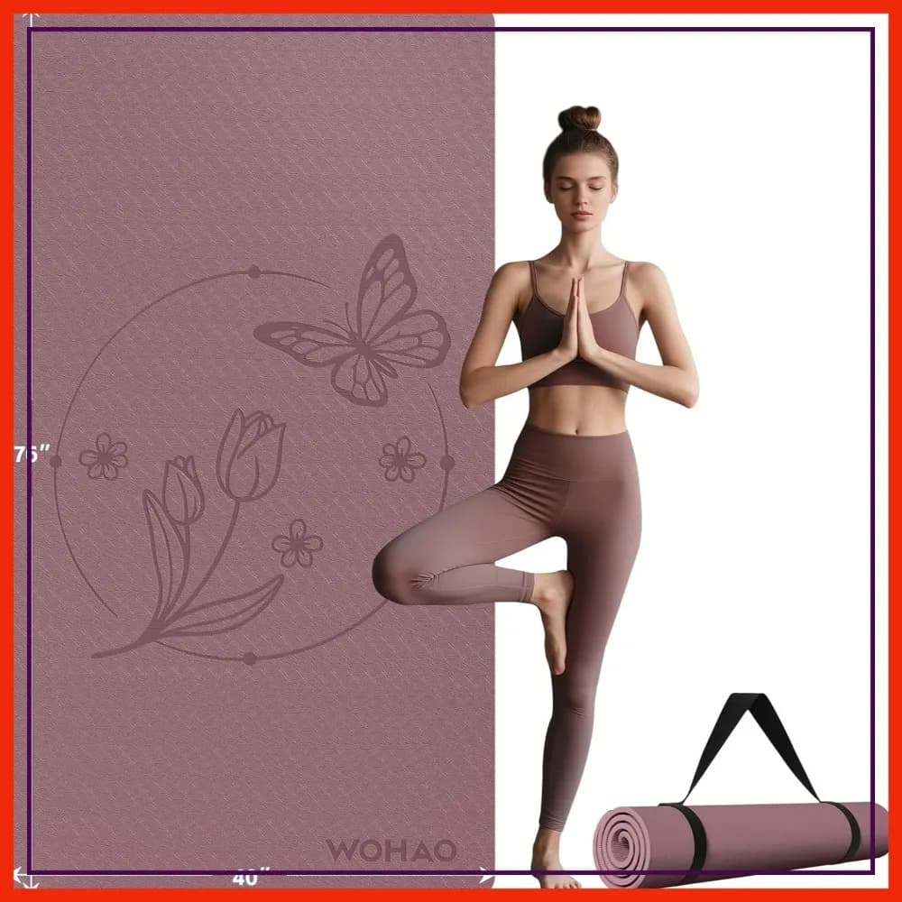 Tappetino Yoga Extra Large 76x40x0.4in, Tappetino Antiscivolo per Esercizi a Casa, Stretching, Pilates