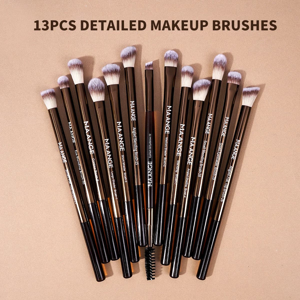 MAANGE Set of 13 Professional Umbrella Brushes, Brushes, Eyeliner, Eyeliner, Eyebrow and Corrector, Makeup Accessories, Gift for Friends