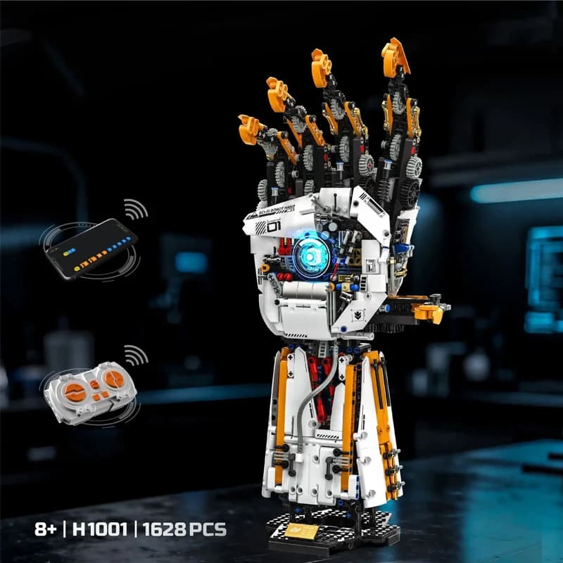 Mano Meccanica Programmabile Bionica con Blocchi di Costruzione Motorizzati, Kit Modello LED Energy Brick, Giocattolo Fai-da-Te per Ragazzi, Regalo per Adulti e Bambini, 1628 Pezzi