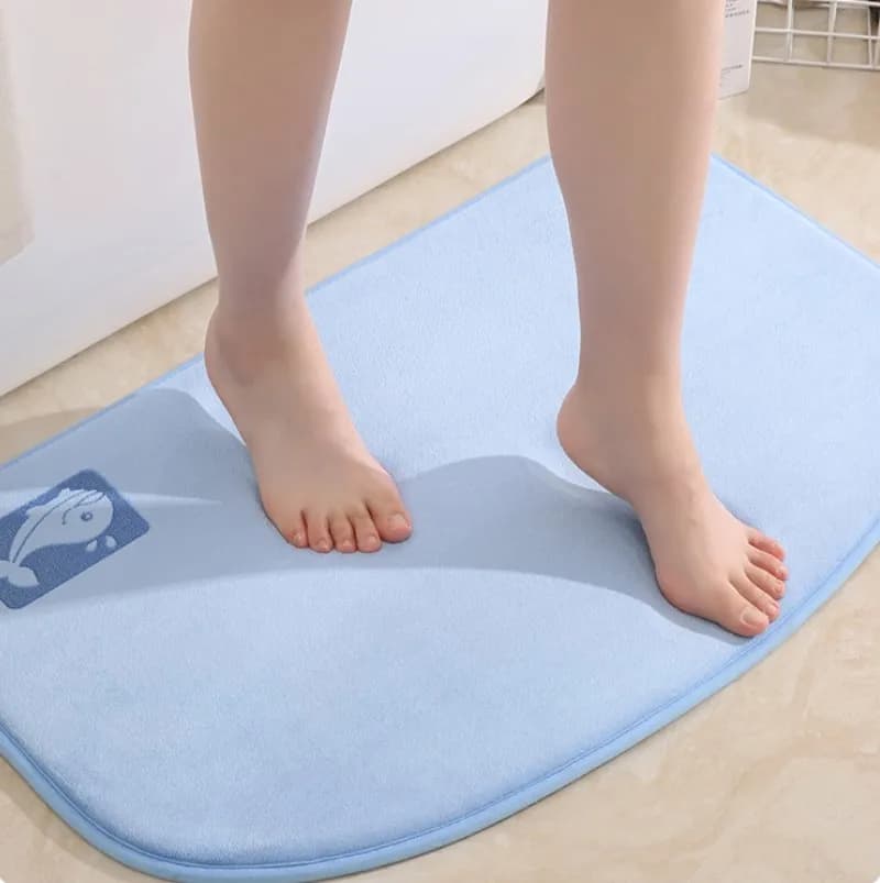 Inyahome tappetino da bagno carino azzurro tappetini da pavimento in Memory Foam semicircolare antiscivolo altamente assorbente all'interno di un divertente tappeto da ingresso