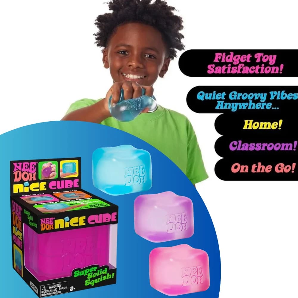 Needoh Nice Cube Sensory Fidget Cube Antistress Antiansia Giocattolo per Concentrazione e Calma Giocattolo da Scrivania Decompressione Squeeze per Adulti e Bambini