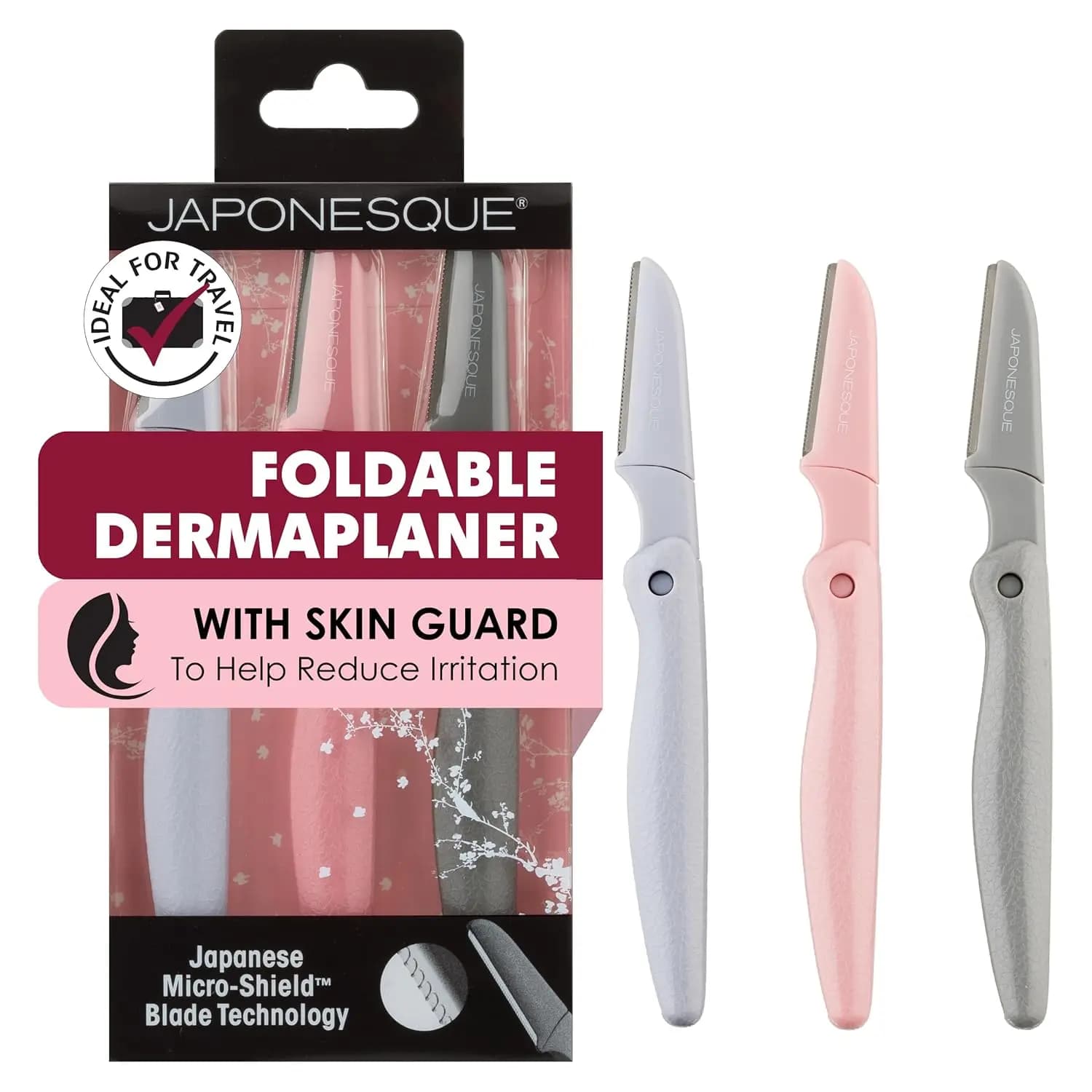 Rasoi Dermaplaner Pieghevoli per Donna - Set da 3 Pezzi con Rasoio per Sopracciglia e Peli del Viso, Strumento Indolore per la Rimozione dei Peli