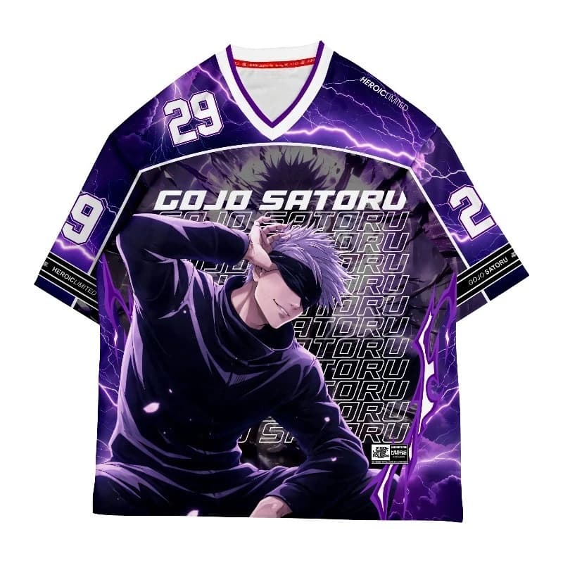Jujutsu Kaisen Gojo Satoru # Maglietta Casual Streetwear con Stampa Fulminante a Sublimazione Completa, Scollo a V, per Uomo e Donna, 29 Modelli