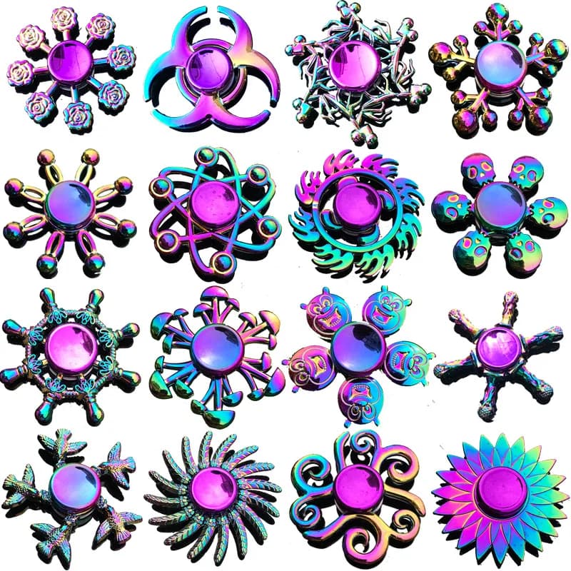 Colorful Fidget Decompression Toy Spinner Finger Spinner Metal Rainbow Color Metal Alloy Anti-Anxiety Toy for Kids Adults