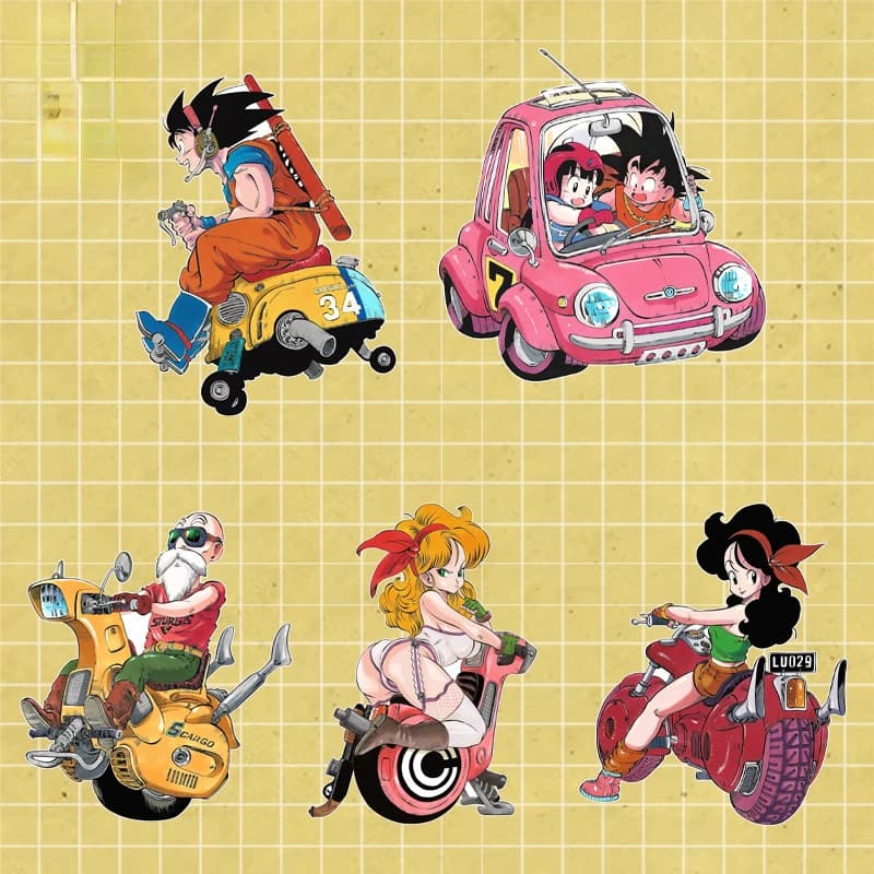 Adesivi Anime Dragon Ball, Son Goku, Maestro Roshi, Adesivi per Auto Impermeabili e Resistenti al Sole, per Laptop, Finestre e Bagagliaio