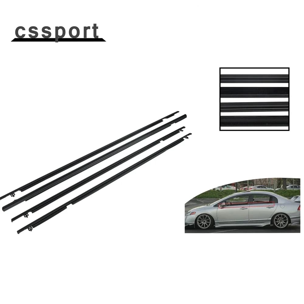 72910-SNA-A01 72410-SNA-A01 72450-SNA-A01 4PC Nero Guarnizione Finestra Stampaggio Trim Cintura di Tenuta Per Honda Civic Berlina 2006-2011