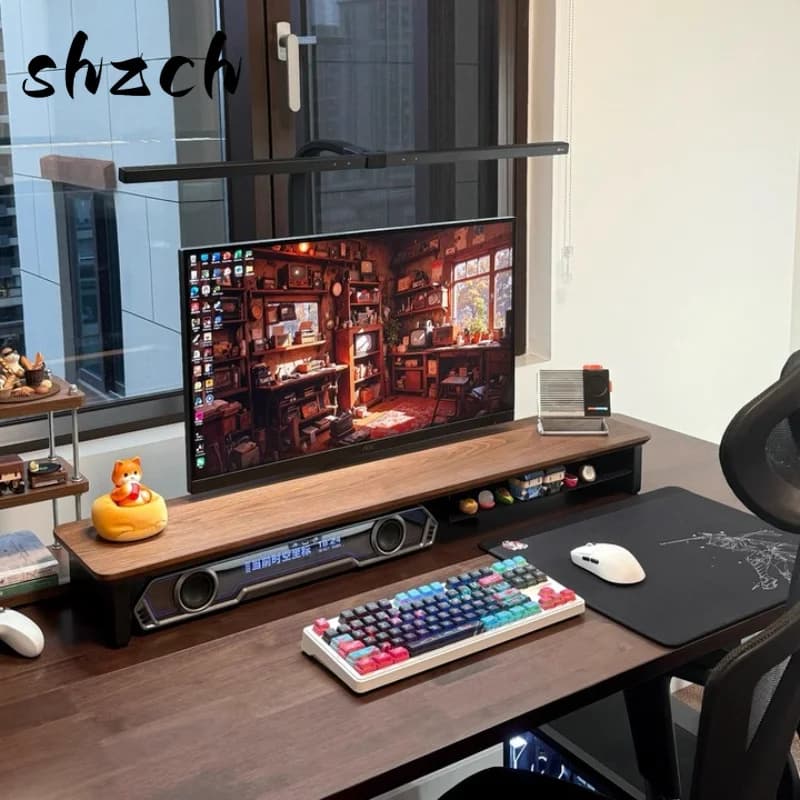 Sliding Tracks Computer Table Z3 Pro Modular Monitor Stand Solid Wood Desk Riser Shelf for Computers Ergonomic Modern Workspace