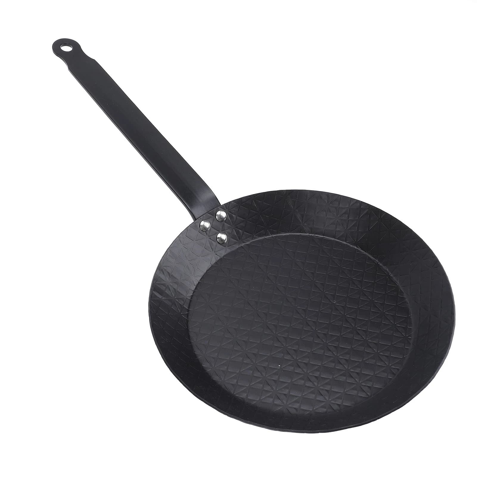 20cm Carbon Steel Skillet Nonstick Frying Pan Smokeless Comfortable Grip for Indoor Outdoor Cooking Steak Egg Fish Vegetable