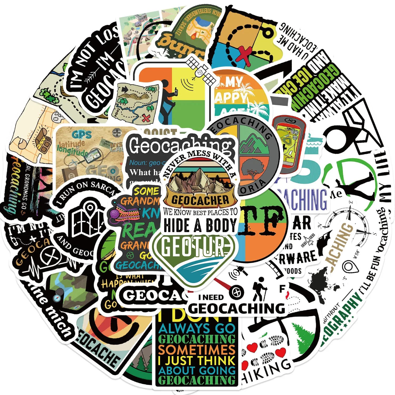 50 pezzi divertenti cartoni animati geocaching adesivi scrapbooking collage materiale custodie per telefoni quaderni per chitarra decorativi fai da te