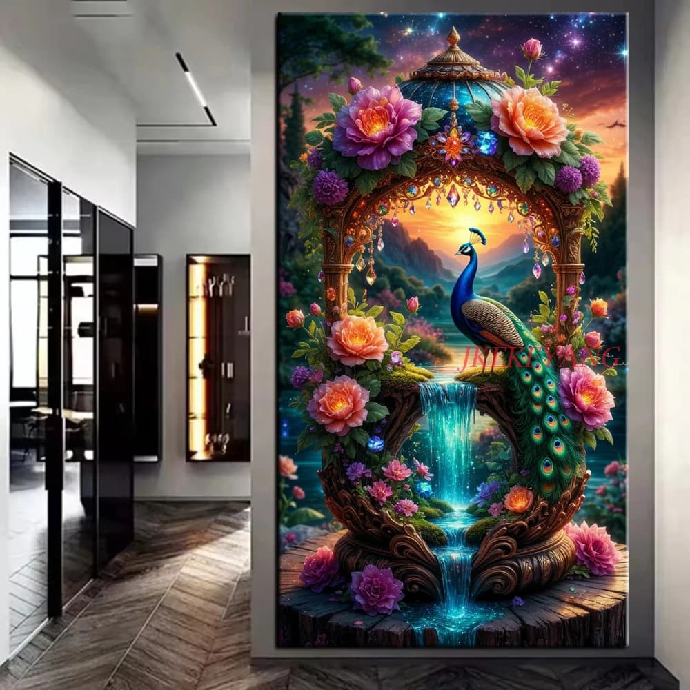 Fantastic Peacock and Flower Picture DIY Diamond Painting Cross Stitch Full Drills Diamond Mosaic New Collection Home Decor