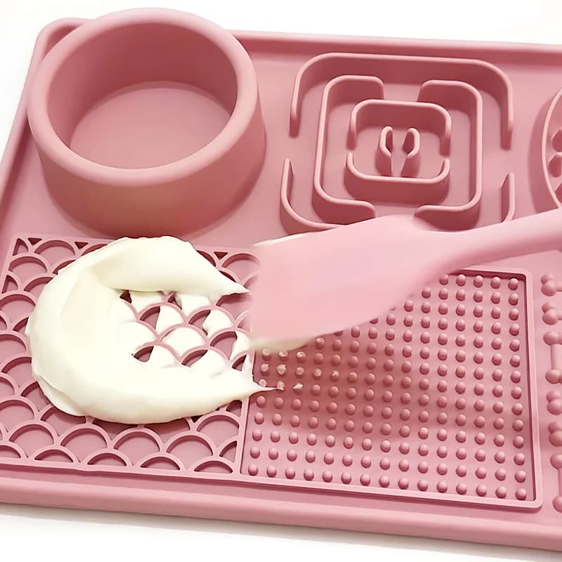 Ciotola per Alimentazione Lenta per Animali Domestici, Tappetino in Silicone Antiscivolo per Cibo, Ciotola Lavabile per Cani e Gatti