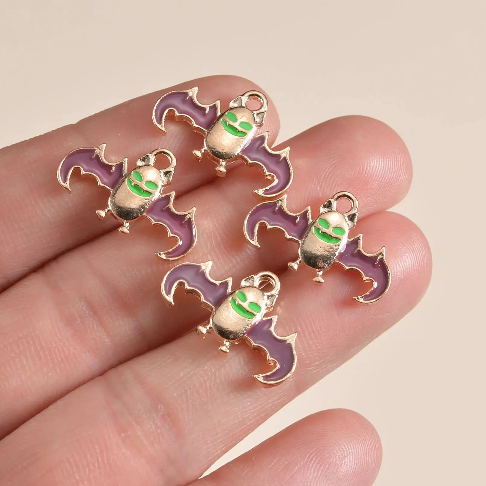 50PCS Metal Halloween Animal Bat Charms Pendant For Earrings Necklace Bracelet Jewelry Making DIY Handmade Craft