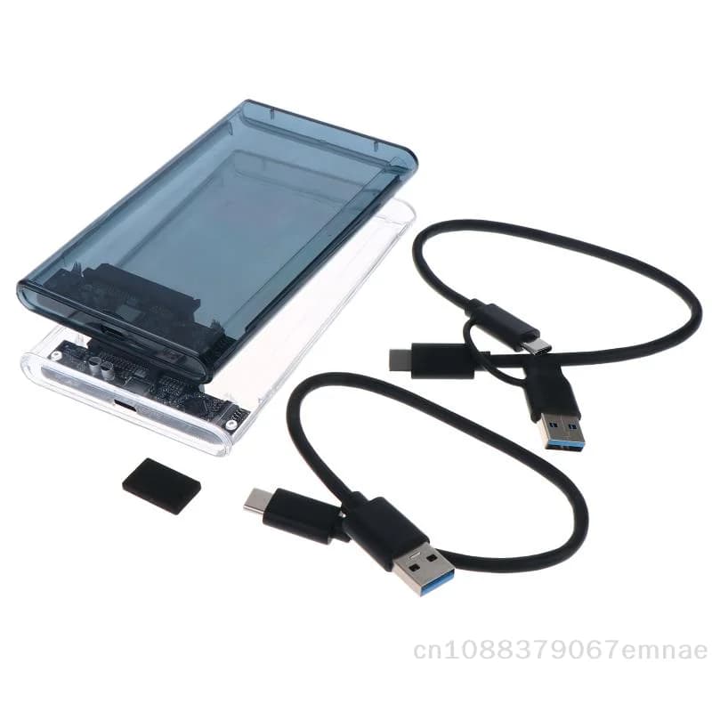Case Esterno USB Type-C da 2,5 Pollici per Archiviazione, Enclosure Trasparente SATA a 5Gbps per HDD/SSD, Compatibile con PC e Laptop