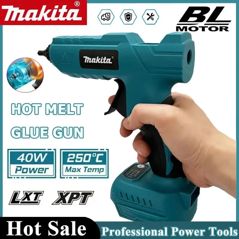 Makita Pistola per colla a caldo elettrica senza fili Batteria da 18 V 11 mm Colla stick Pistola ad aria calda per saldatura a caldo per artigianato domestico Fai da te