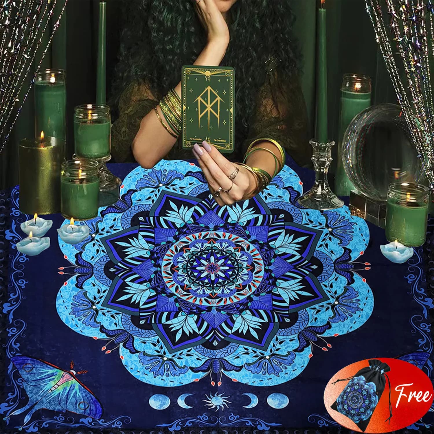 (Borsa gratuita) 1 pz 29 x29in altare carta dei tarocchi tovaglia divinazione Tarots gioco tovaglia bordo carta da gioco Mat velluto Tarots Bag