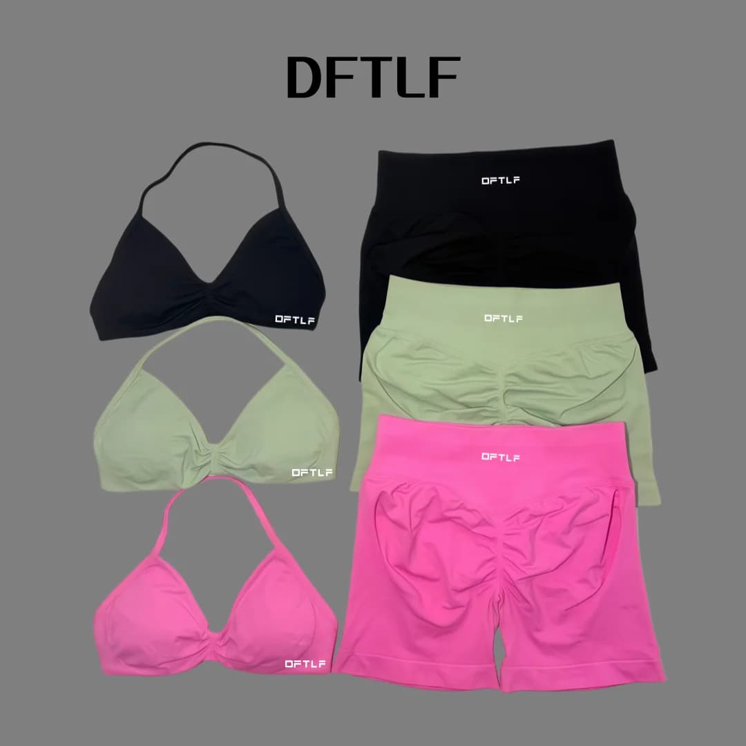 2 Piece DFTLF Impact Gym Set Women yoga Sports Bra Shorts Sets Open Back Scrunch Butt Seamless Workout Jogging Sports Trainin