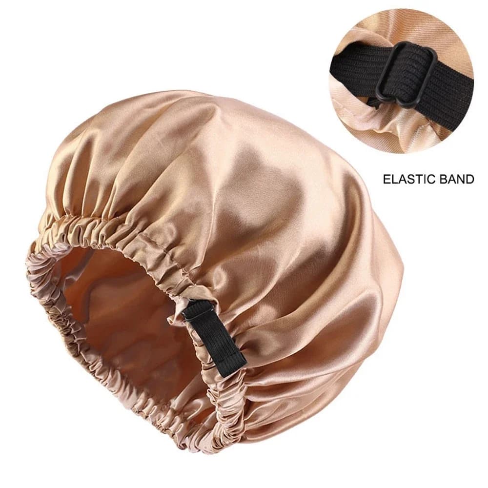 Nuovo Cappello da Notte in Raso per Dormire, Invisibile, Piatto, in Seta Sintetica, Rotondo, per la Cura dei Capelli, Copricapo da Donna, con Bottone Regolabile, per Cerimonie
