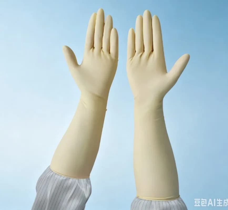 16" Sterile Latex Gloves Class 100 ISO5 Cleanroom 8mil for Semiconductor Lab AB Grade Clean Room
