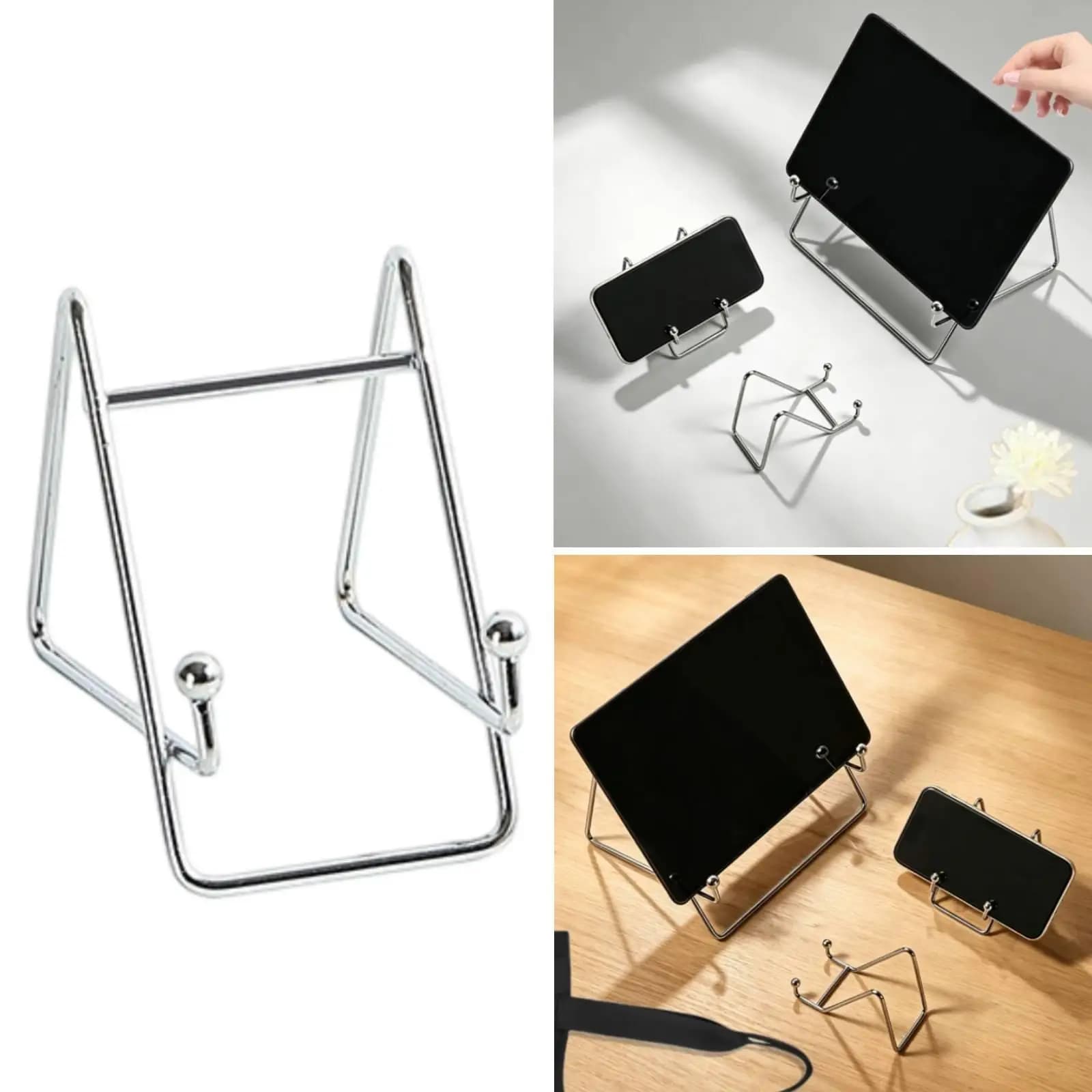 Iron Display Stand Smartphone Holder Universal Sturdy Book Stand for Display Metal Frame Holder for Cookbooks Kitchen Cabinet