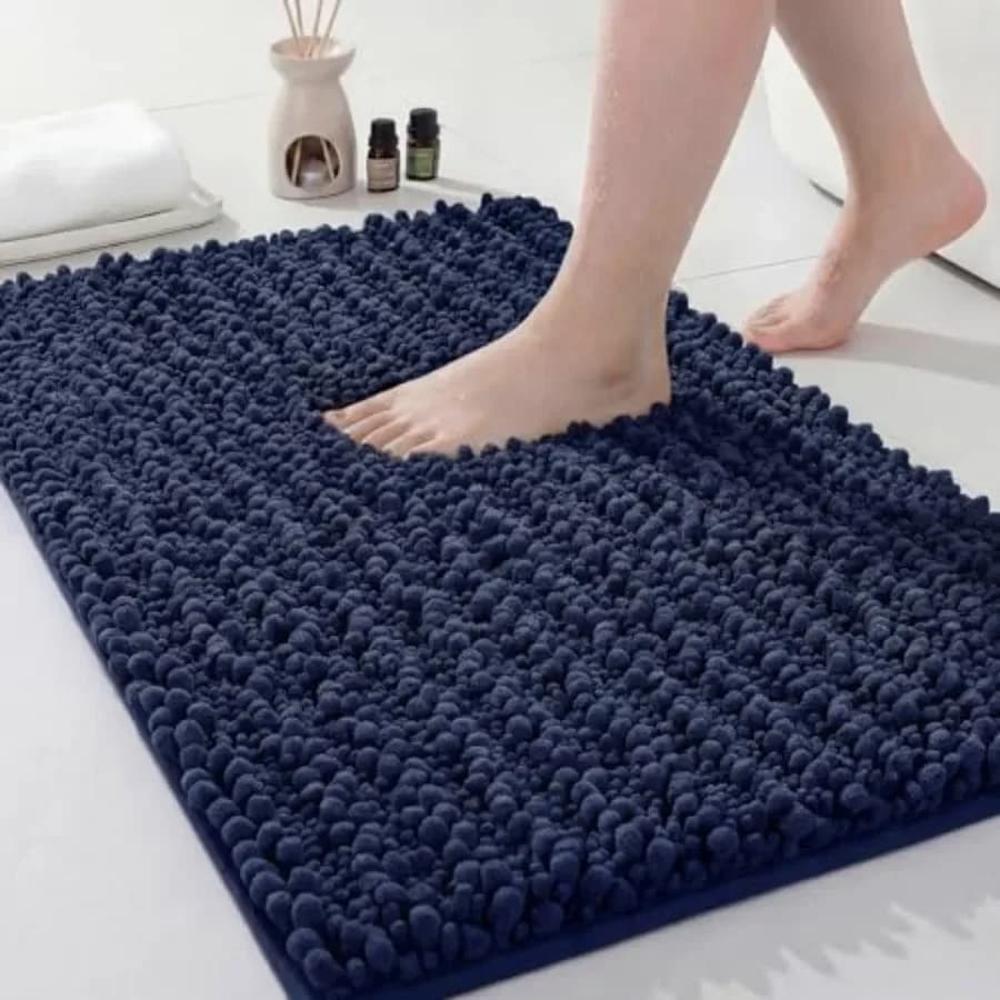 Tappetino da Bagno Piccolo 17x24 Pollici - Tappeto da Bagno in Ciniglia Extra Morbido Assorbente Peluche Antiscivolo Lavabile in Lavatrice
