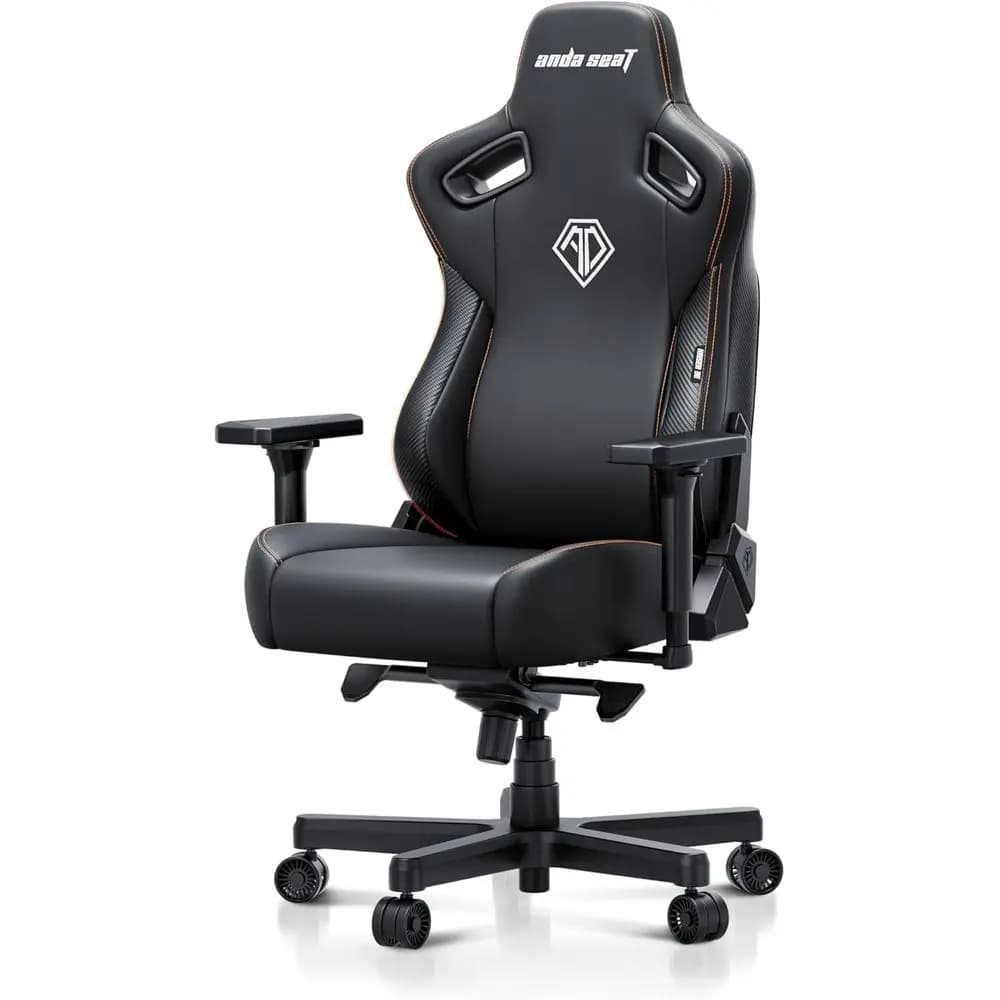 Sedia da ufficio ergonomica con braccioli 4D e supporto lombare regolabile, sedia da computer/gaming in pelle nera (grande)