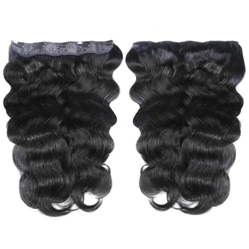 Extension for human hair with clip, wavy, in one piece, real Brazilian human hair, 10 inches with 5 clips, 613 color #