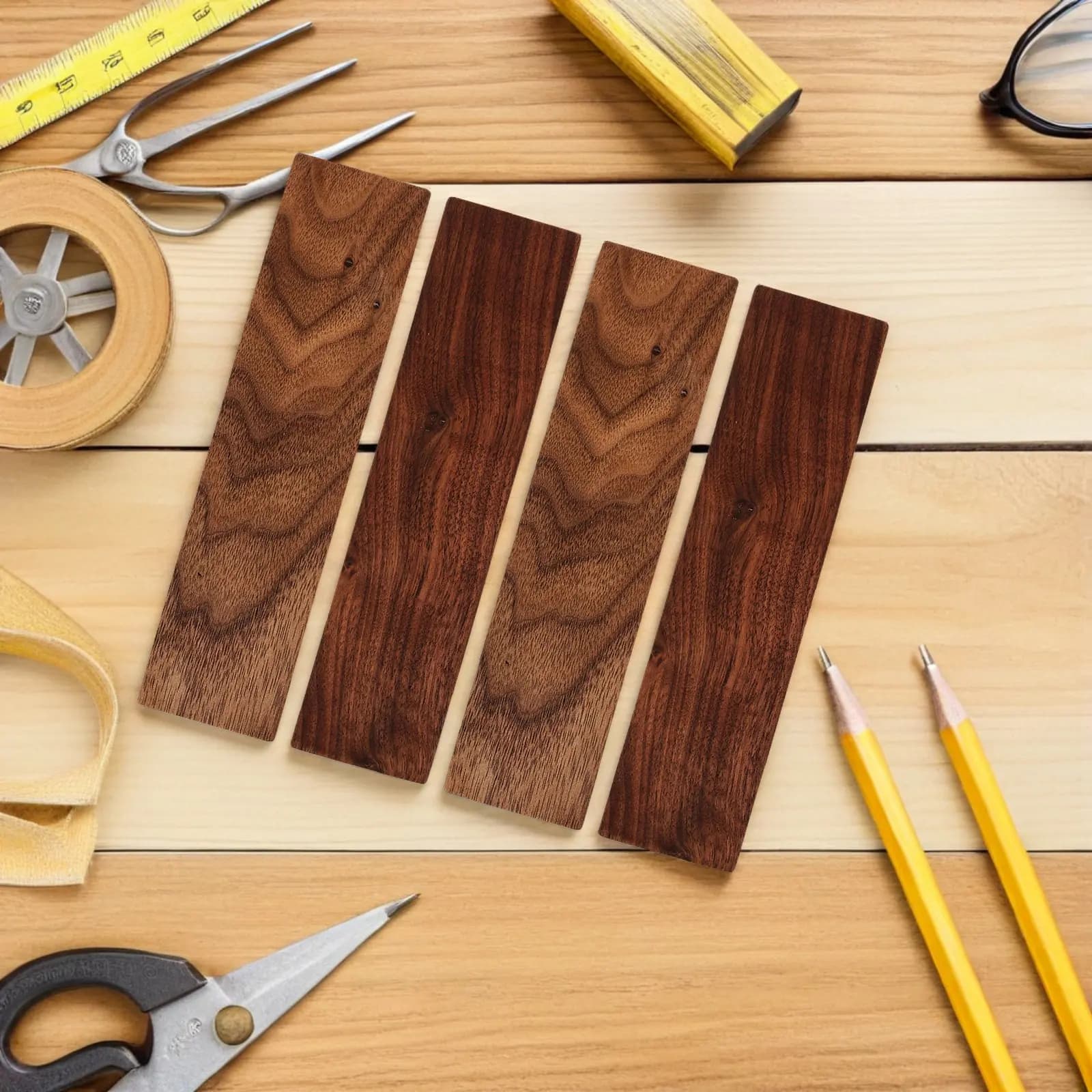 4 PCS Carving Wood Blocks Walnut Hardwood Planks Engraving Blanks Unfinished Crafts