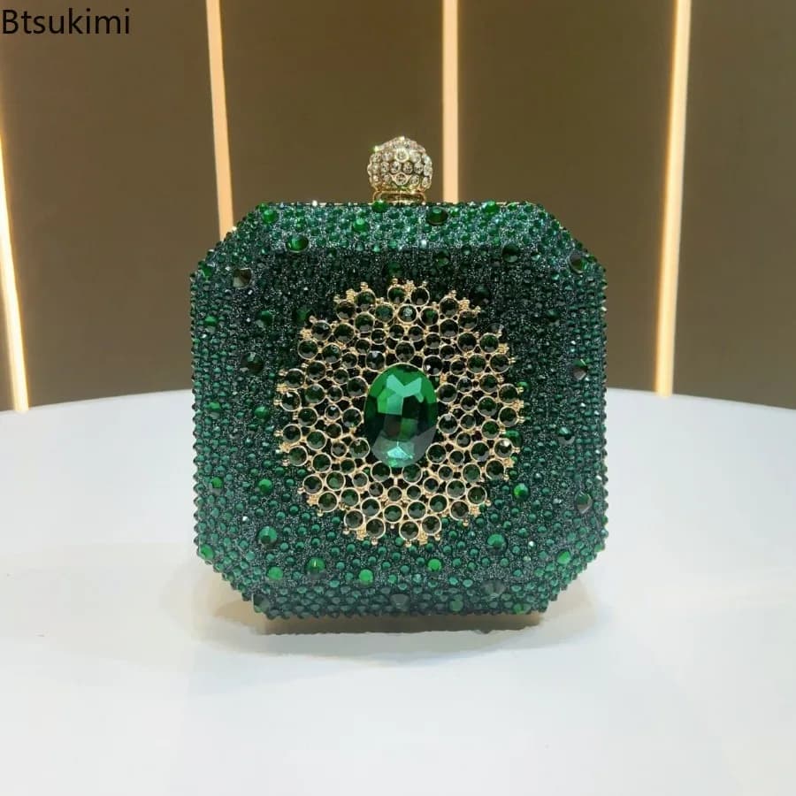 Mini Crystal Evening Bag Women's Metal Box Clutch Bags Wedding Bridal Diamond Chain Shoulder Small Handbags Ladies Party Purses