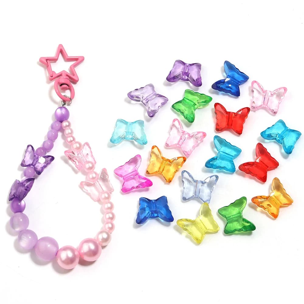 100 pz 16X13mm Farfalla Perline Acriliche per la Produzione di Gioielli Carino Allentato Del Distanziatore Perline Animali Collana Bracciale FAI DA TE per I Bambini Ragazze
