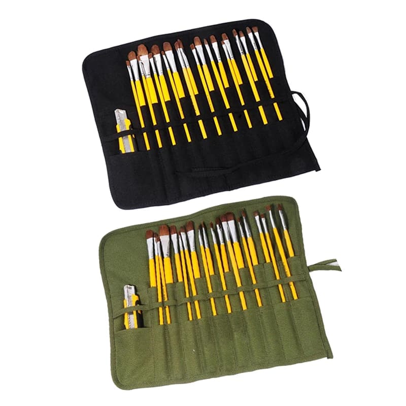 1Pcs Portable Painting Brushes Storage Bag Calligraphy Brushes Canvas Watercolour Storage Bag Artist Oil Paint Pen Bag