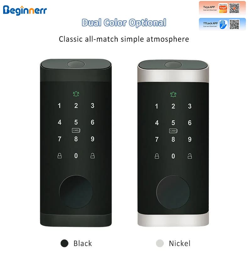 Serratura automatica con chiusura a scatto Tuya WiFi TTlock con codice PIN, impronta digitale, ingresso senza chiave, tastiera touchscreen, serratura elettronica digitale intelligente per porta.