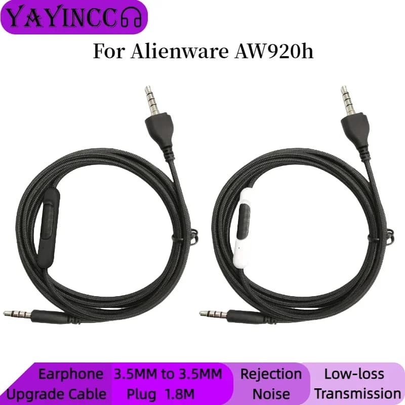 YAYINCC 3.5MM Jack Upgrade Audio Cable with Inline Mic & Volume Control for Alienware AW920H Gaming Headset