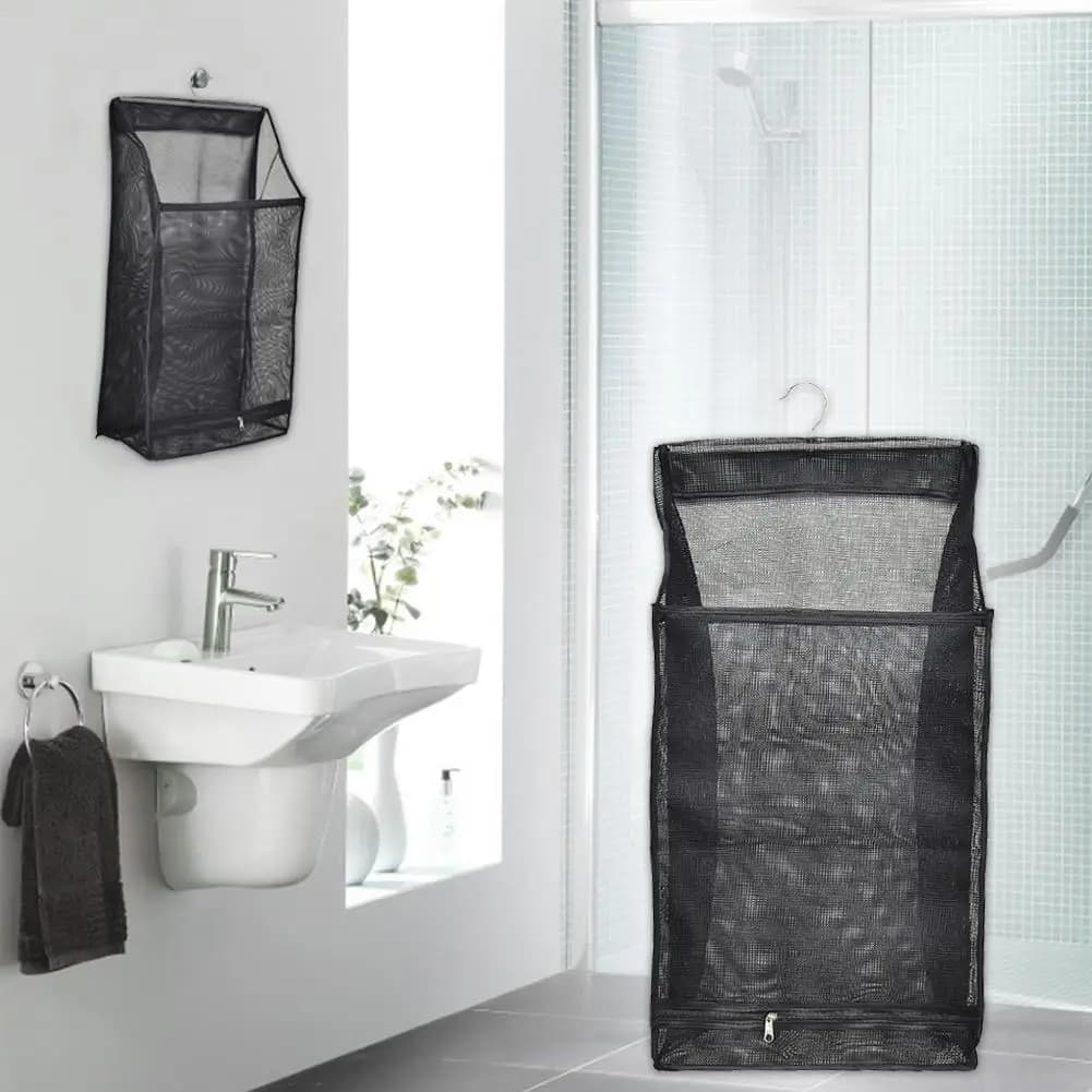 Mesh linen basket Foldable storage basket for hanging clothes Portable storage basket Organizer of clothes