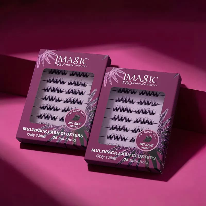 IMAGIC Multiple pack of soft and thickened natural eyelashes, without need of glue, pre-glued curly bunches, set of 8 pairs