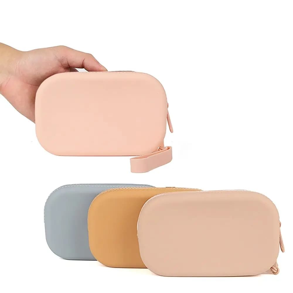 Borsa cosmetica dell'organizzatore del Silicone dell'annata borsa da viaggio della borsa della moneta del portafoglio della chiusura lampo liscia impermeabile delle ragazze delle donne