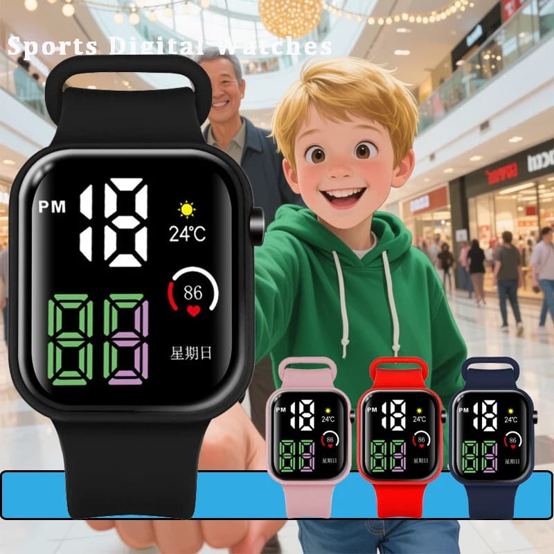 Sport Digital Children Watches Fashion Silicone Strap LED Display Kids Watch Girls Boys Wristwatch Man Clock Reloj de hombre